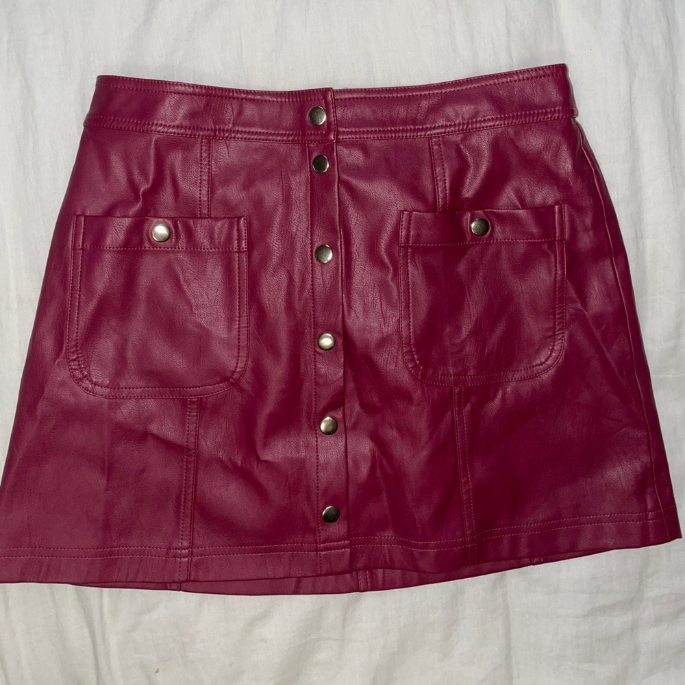 Red Faux Leather skirt